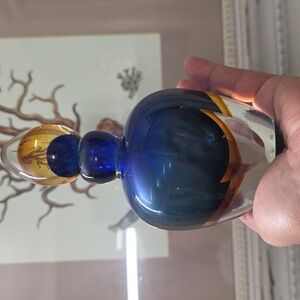 Vintage Handblown  Sommerso Art Clear/yellow/blue Perfume Bottle.